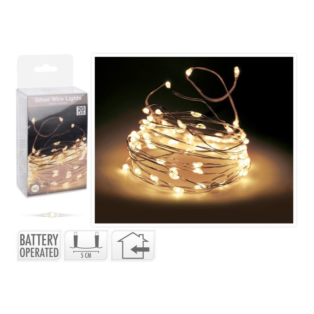 MICROLED DA 20 SU CAVO ARGENTO NIANCO CALDO